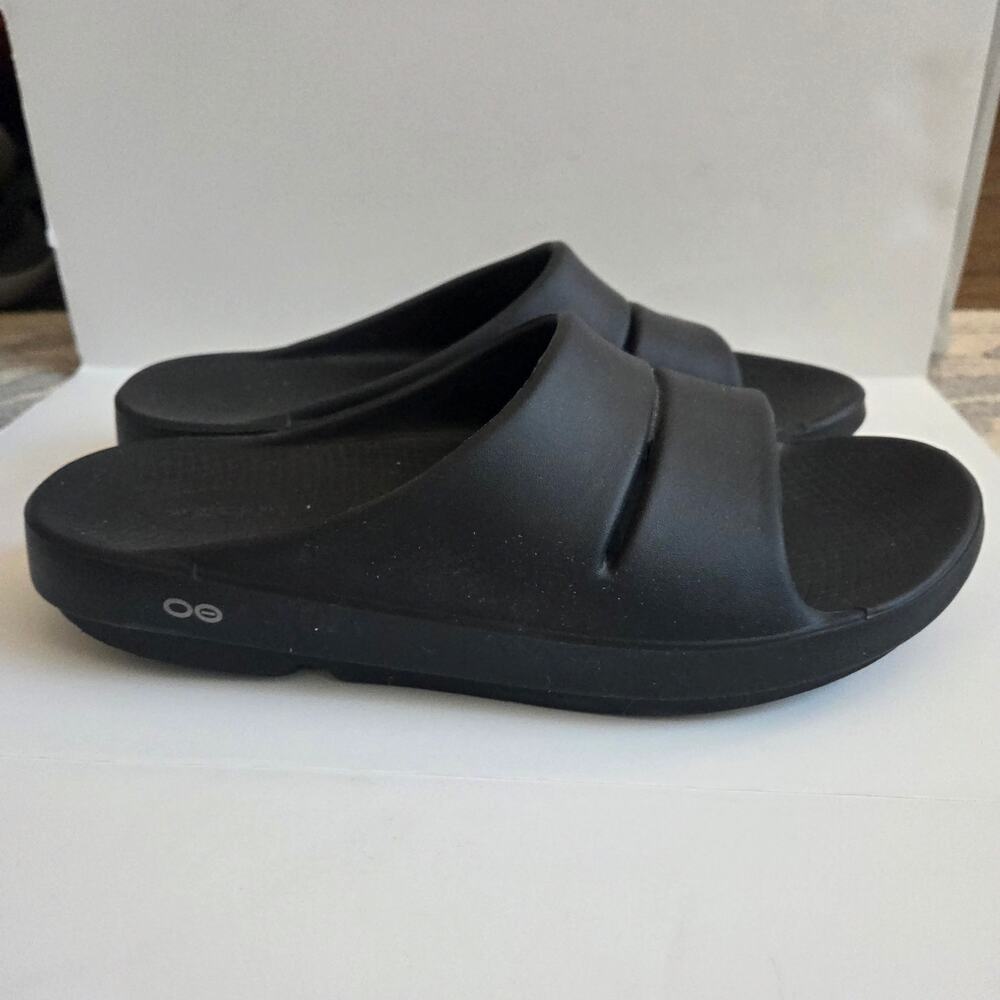 Oofos Men's OOahh Slide Sandal, black. Sz 12, EU sz 45 Sport Recovery & Comfort - Picture 7 of 9